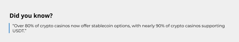 Over 80 % av kryptocasinoer tilbyr nå stablecoin-alternativer